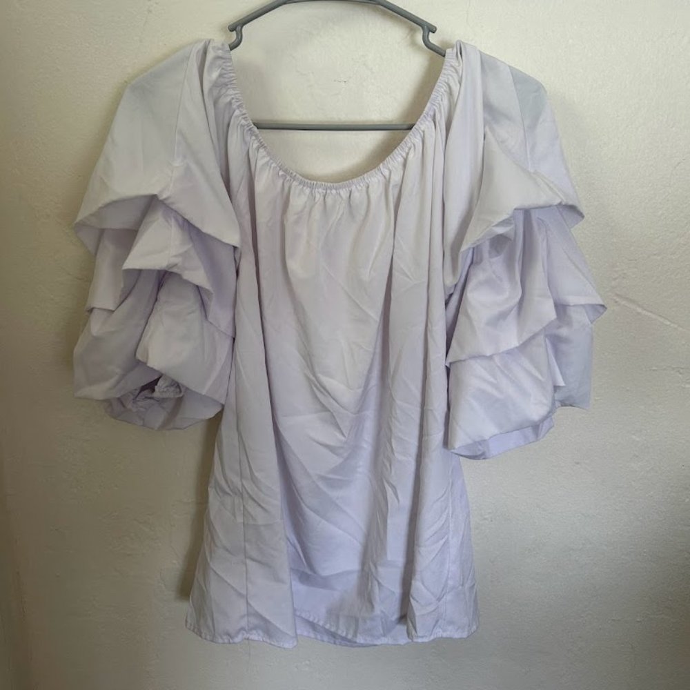 Off Shoulder White Ruffle Blouse